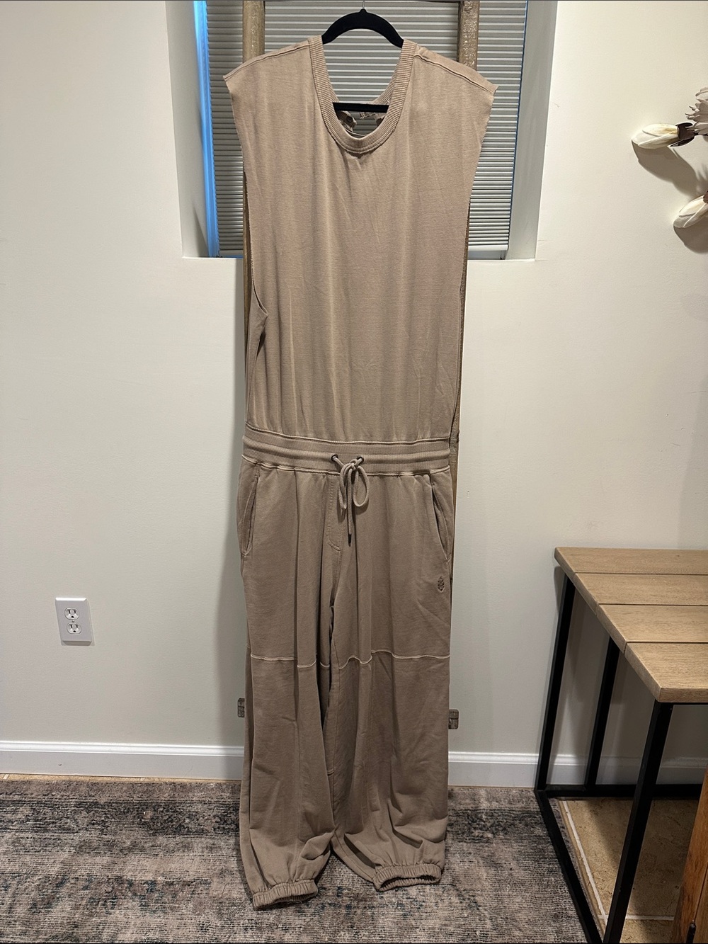 FP Movement by Free People Taupe Sleeveless Drawstring Jumpsuit